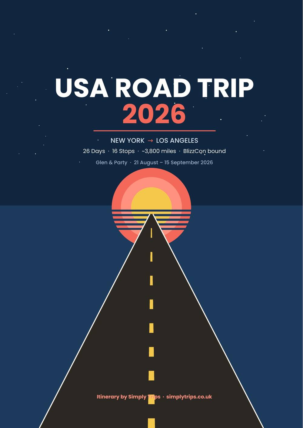 USA road trip itinerary page 1