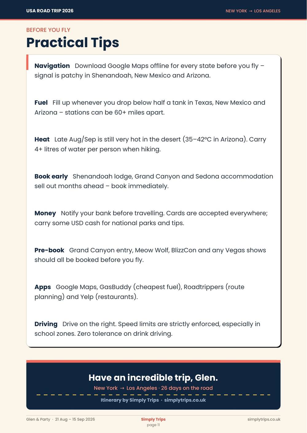 USA road trip itinerary page 11