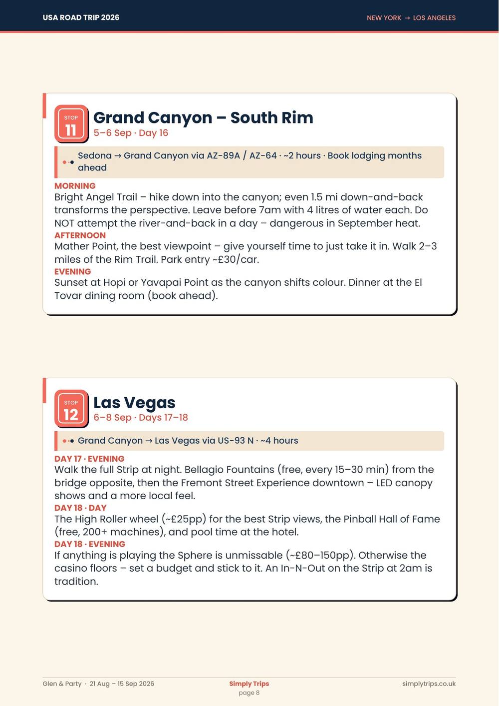 USA road trip itinerary page 8