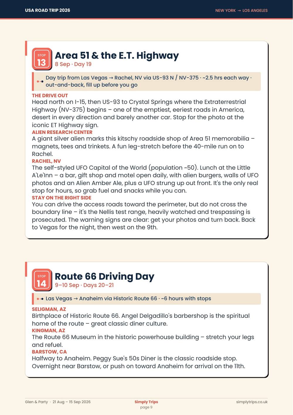 USA road trip itinerary page 9